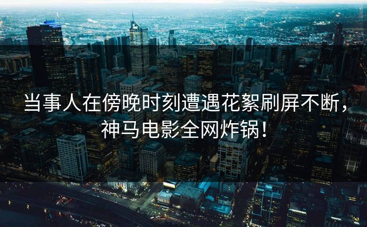 当事人在傍晚时刻遭遇花絮刷屏不断,神马电影全网炸锅!