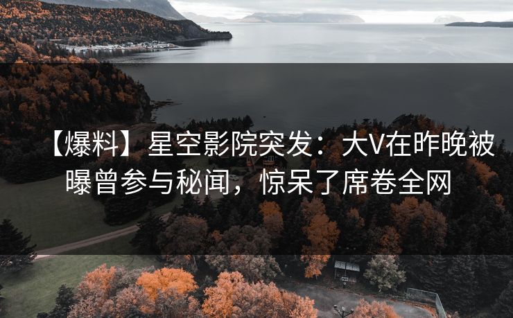 【爆料】星空影院突发:大V在昨晚被曝曾参与秘闻,惊呆了席卷全网